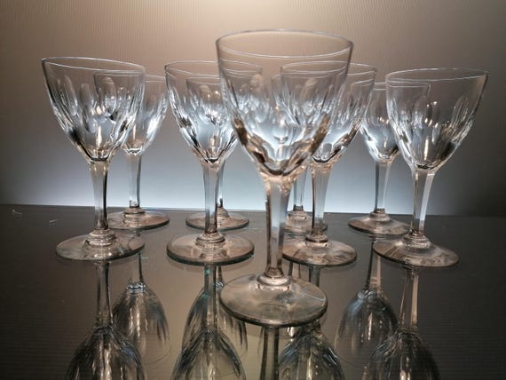 8 Crystal Wine Glasses Val Saint Lambert « Nestor - Olive» - Etsy