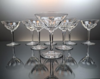 8 Crystal Champagne coupes Val Saint Lambert -Montana.
