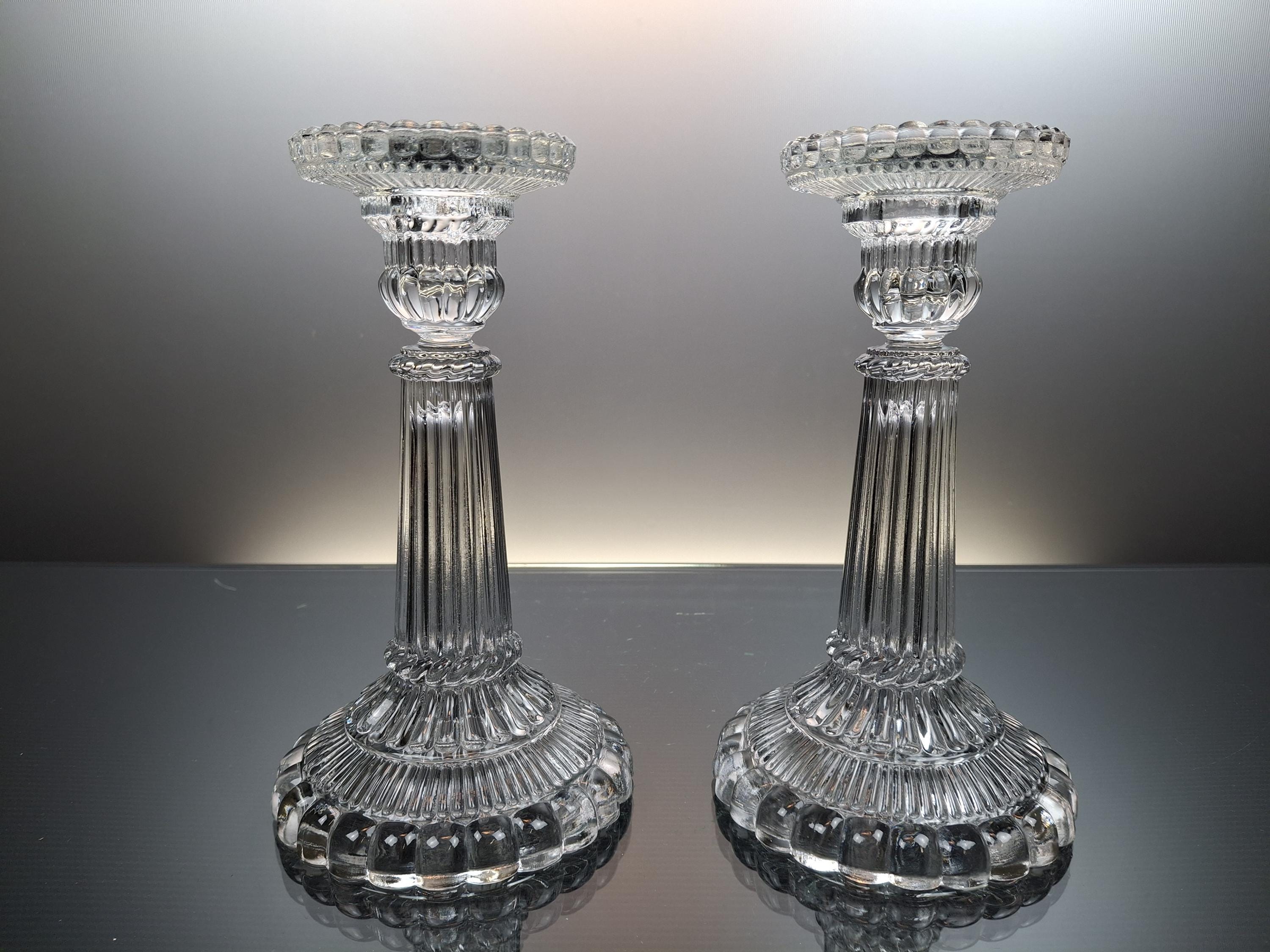French 19th Century Crystal Candlesticks 