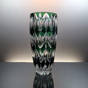 Val Saint Lambert emerald green crystal vase.
