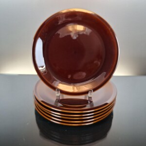 6 pratos de sobremesa vintage Boch Frères em cerâmica.