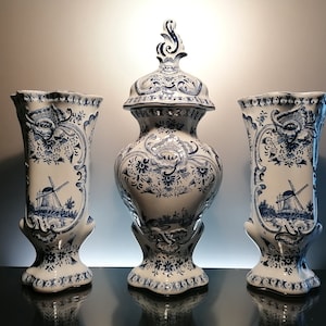 Antique Dutch pottery vases ‘Petrus Regout”