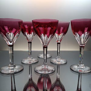 6 red crystal wine glasses Val Saint Lambert &quot; Gevaert &quot;