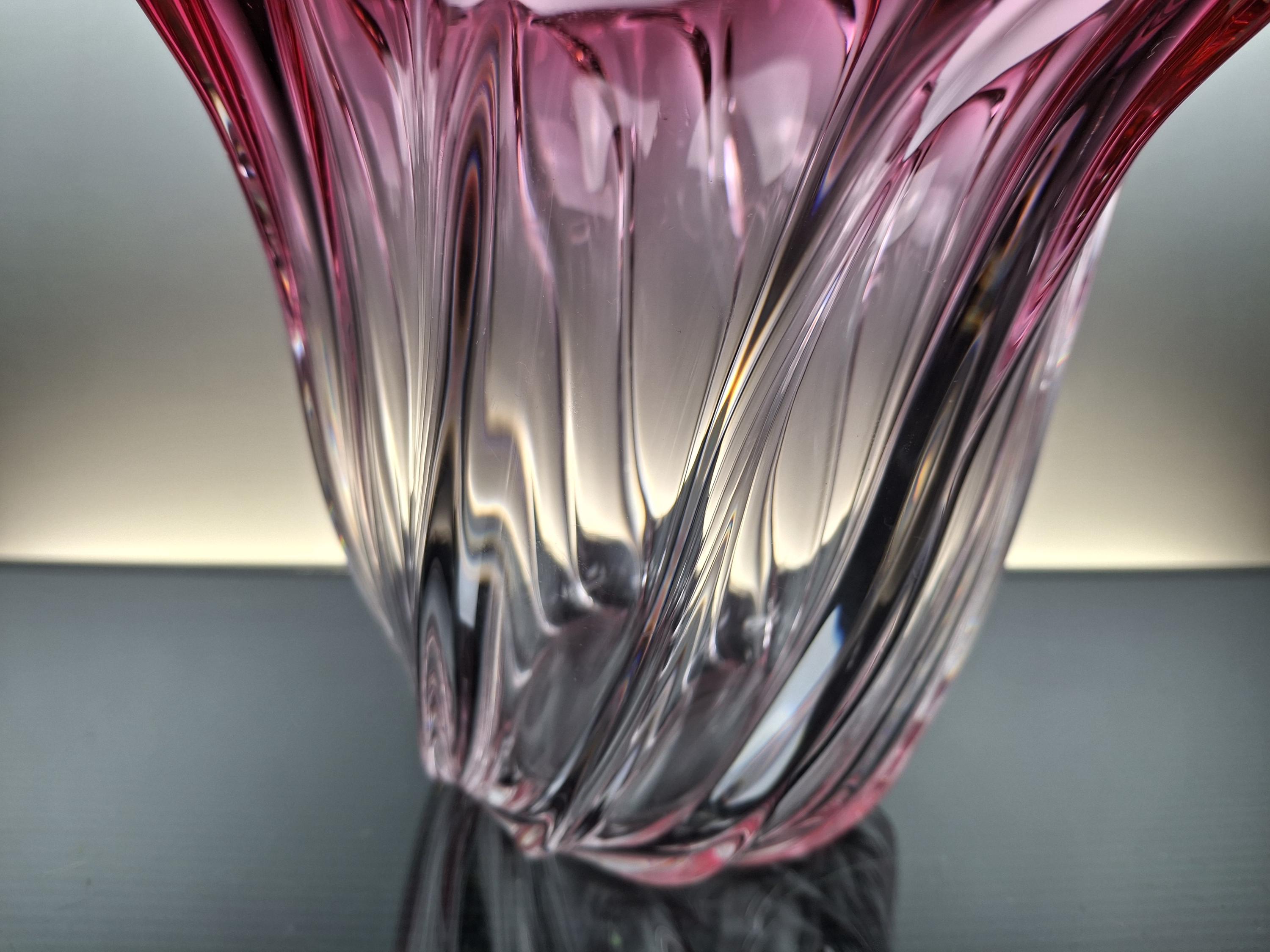 Val Saint Lambert Clear - Purple Crystal Vase “torsade” - Etsy