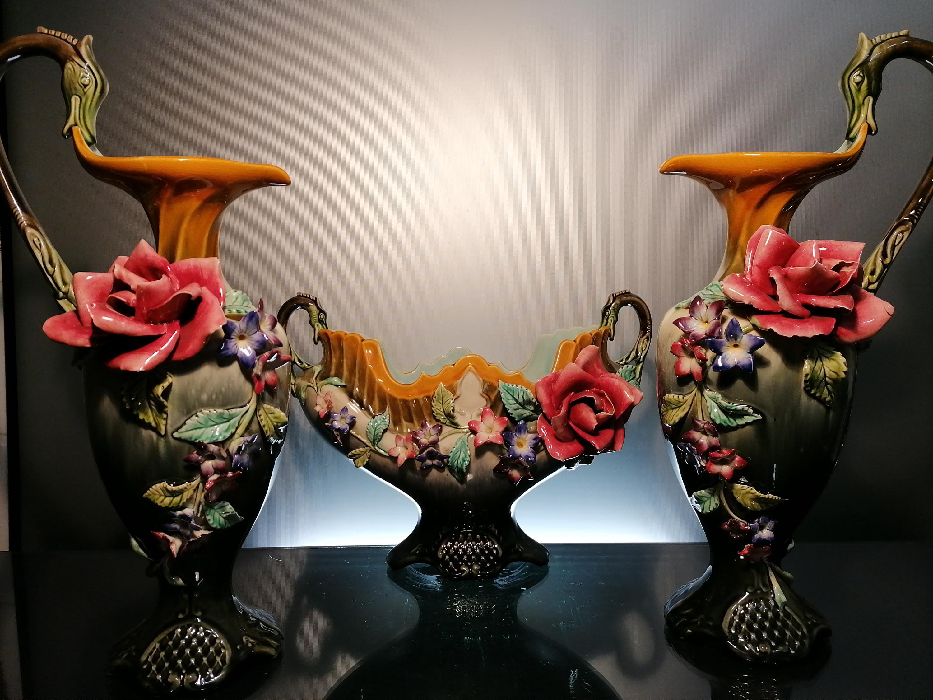 Set of 3 Ceramic Art Nouveau Vases - Etsy