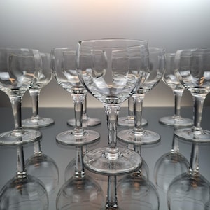 9 art deco wine glasses Val Saint Lambert « Beaujolais»
