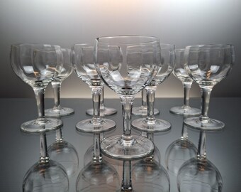 9 art deco wine glasses Val Saint Lambert « Beaujolais»