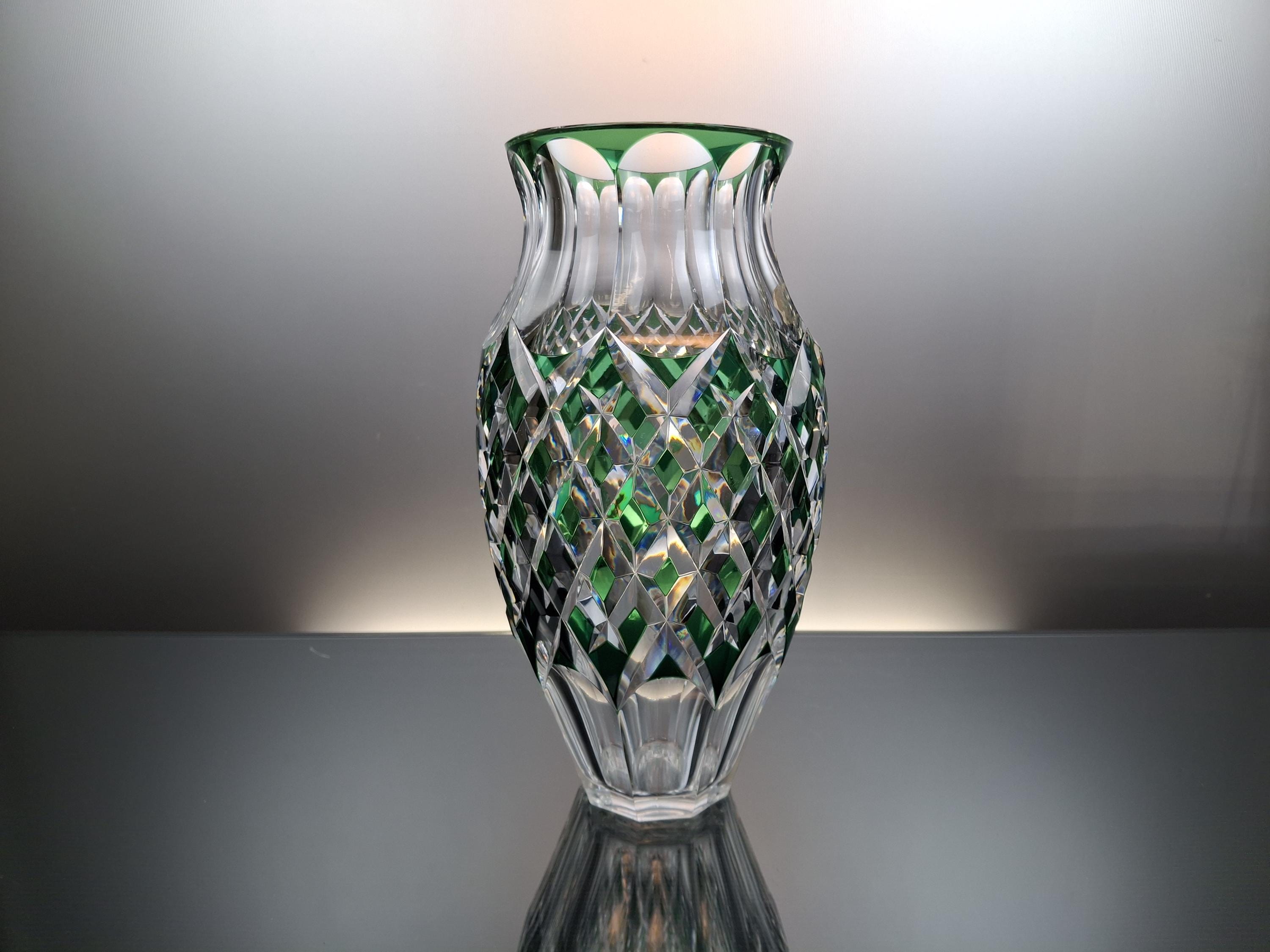5147 美品 レア Val Saint Lambert 花瓶 クリスタル Val Saint Lambert Emerald Green Crystal Vase “saurat” - Etsy