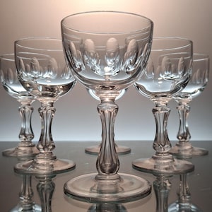 6 wine / port glasses Val Saint Lambert « Olivier»