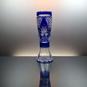 Val Saint Lambert cobald blue crystal vase “Hubert Fouarge”