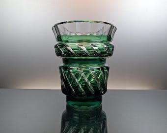 Val Saint Lambert Emerald Green Crystal Vase. - Etsy