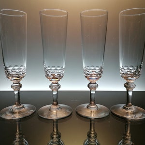 4 copas de champán de cristal Val Saint Lambert « Vital »