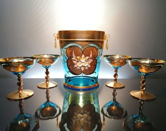 Venetian Ice bucket + 4 champagne glasses "Tre Fuochi"