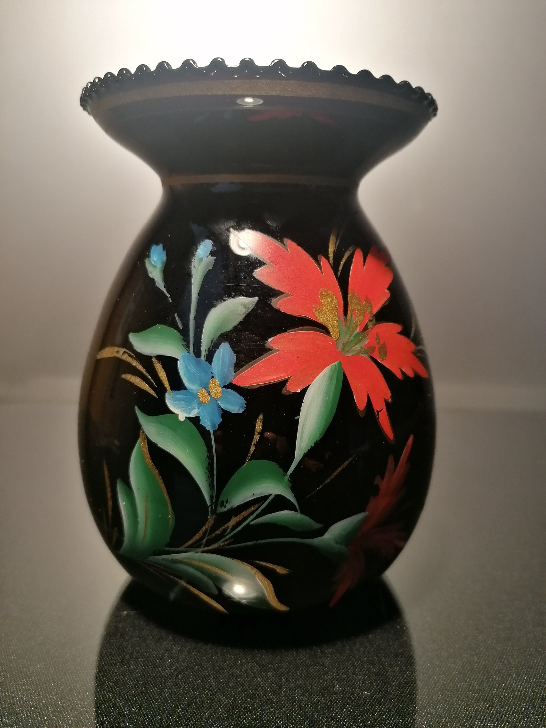 Doyen ベルギー製 1930年代 アールデコ フラワーベース 黒色の