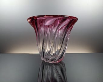 Val Saint Lambert Emerald Green Crystal Vase. - Etsy