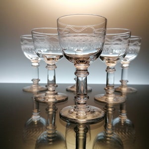 6 crystal wine/port glasses Val Saint Lambert « Lothaire »
