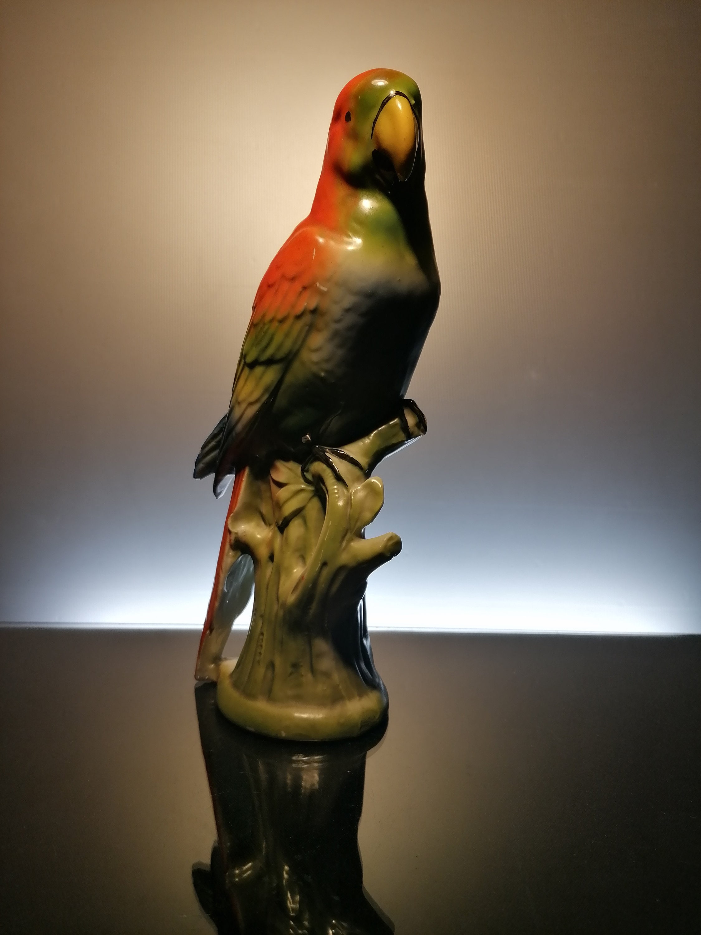 Rare Vase En Bois Ara Perroquet Parrot Vintage Ancien Wood