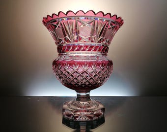 Val Saint Lambert Ruby Red Crystal Vase 