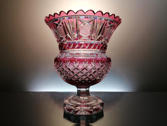 DRESDEN KRISTALL 花瓶 Rare Ruby Red Dresden Crystal Vase. - Etsy