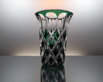 Val Saint Lambert Emerald Green Crystal Vase. - Etsy
