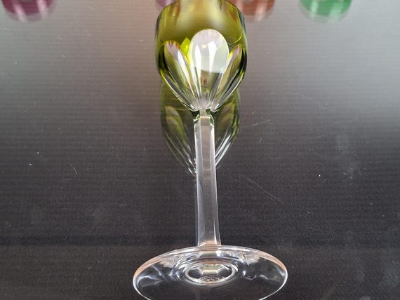 6 Colored French Crystal Liqueur Roemer Glasses “baccarat - Genova 6 Colored French Crystal Liqueur Roemer Glasses “baccarat - Genova