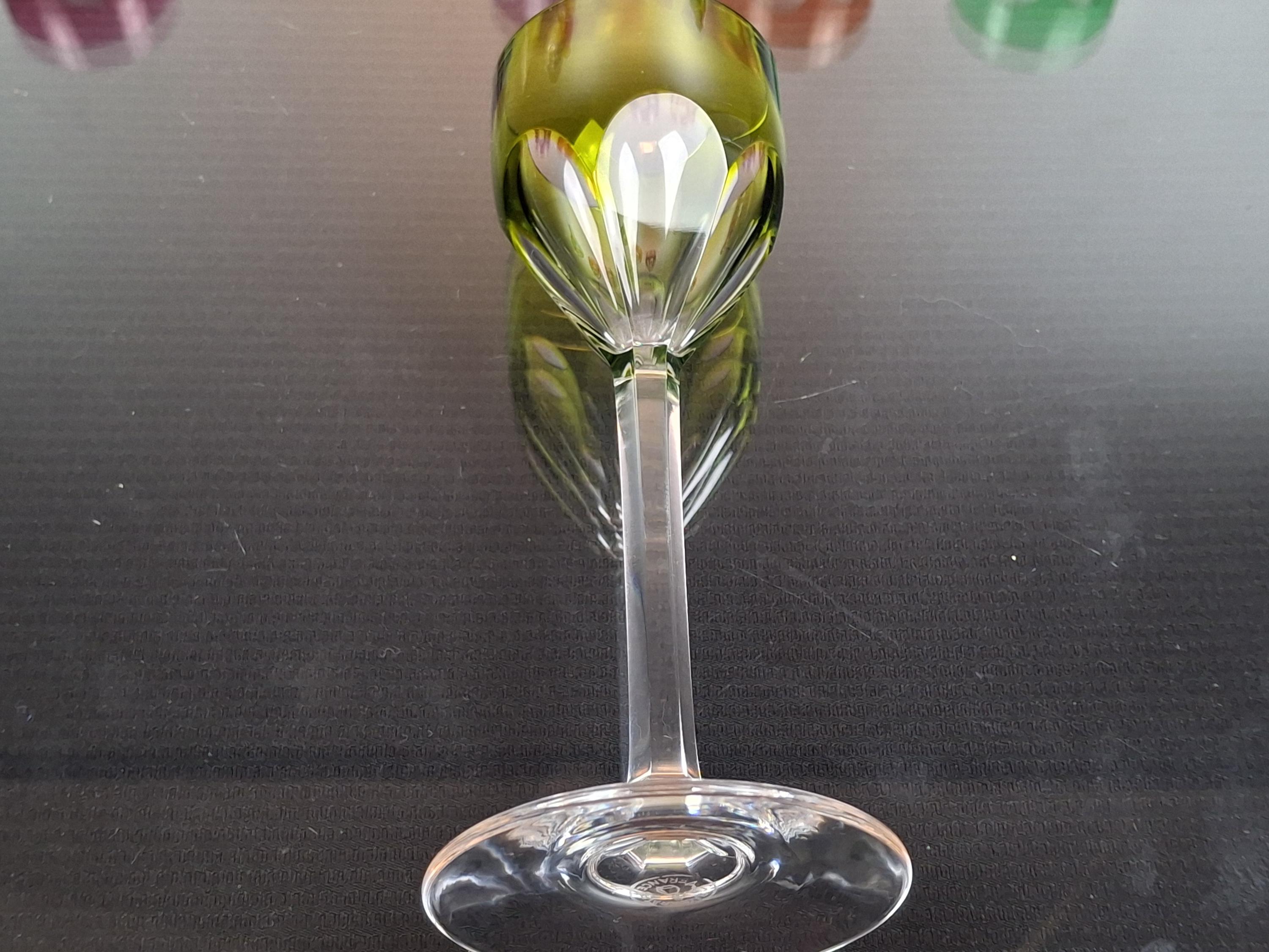 6 Colored French Crystal Liqueur Roemer Glasses “baccarat - Genova