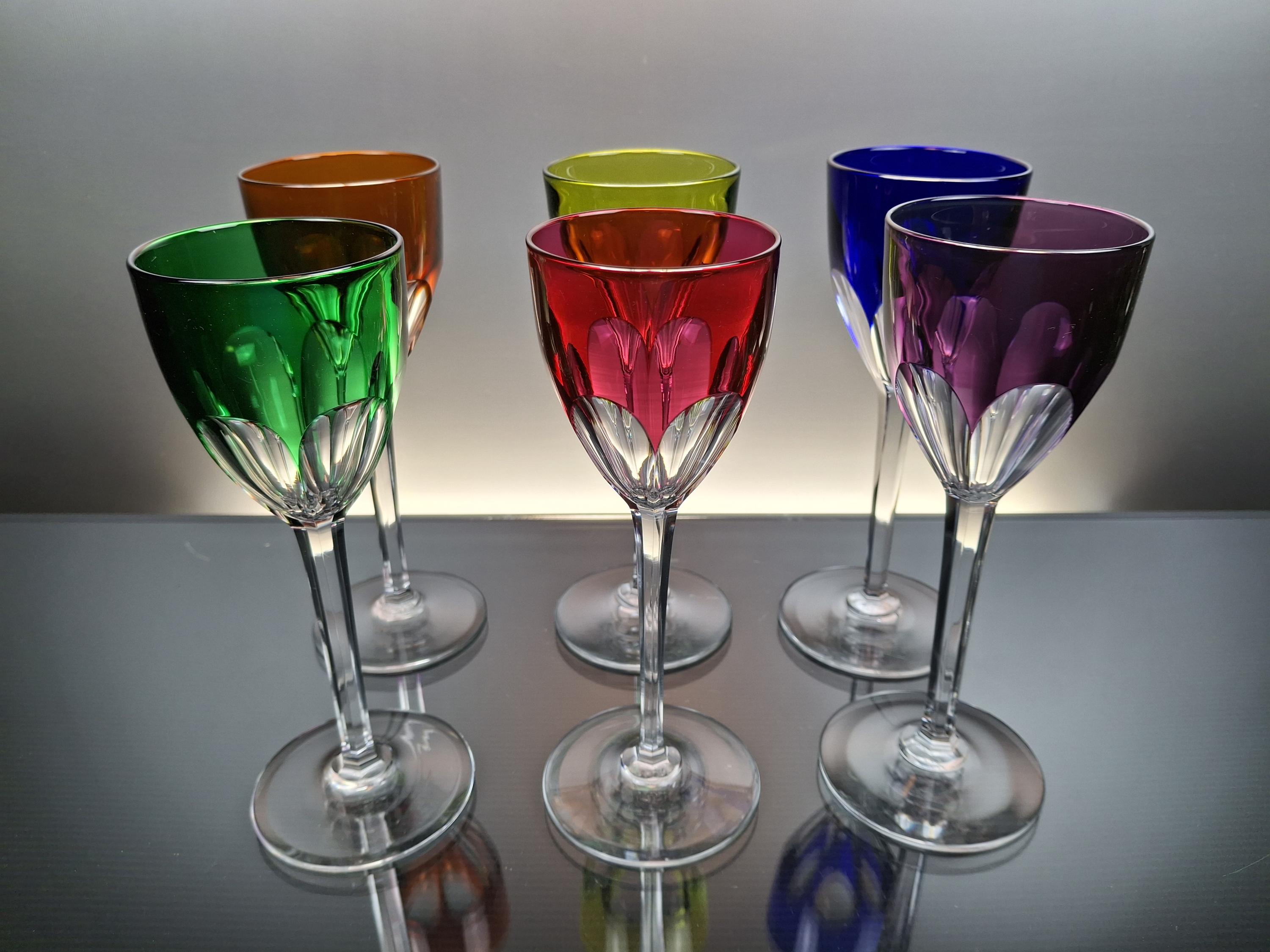 DAUM RIVIERA クリスタルガラス 6 Colored French Crystal Wine Roemer Glasses “baccarat - Genova