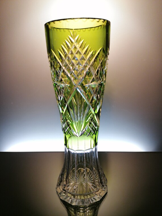 Val Saint Lambert Light Green Crystal Vase by Hubert Fouarge - Etsy
