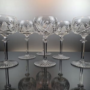 6 crystal Roemer water/ wine glasses  Val Saint Lambert « Berncastel»