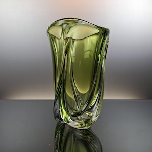 Val Saint Lambert clear - green crystal vase “Mulette”