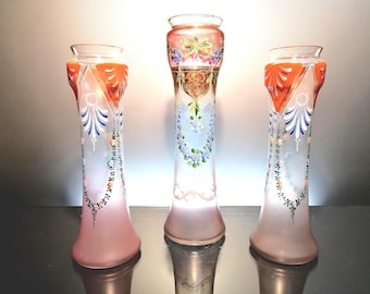 3 French art nouveau glass vases