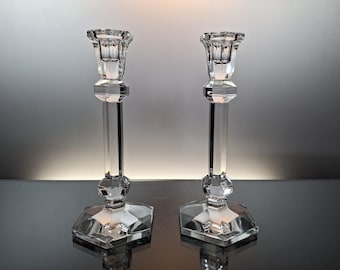 French 19th Century Crystal Candlesticks 