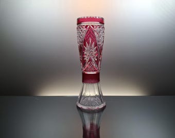 Val Saint Lambert Ruby Red Crystal Vase “hubert Fouarge” - Etsy