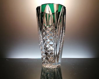 5147 美品 レア Val Saint Lambert 花瓶 クリスタル Val Saint Lambert Emerald Green Crystal Vase. - Etsy