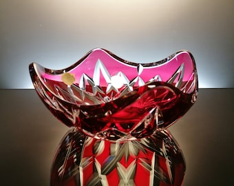 Ruby Red Crystal Val Saint Lambert Fruit Bowl 