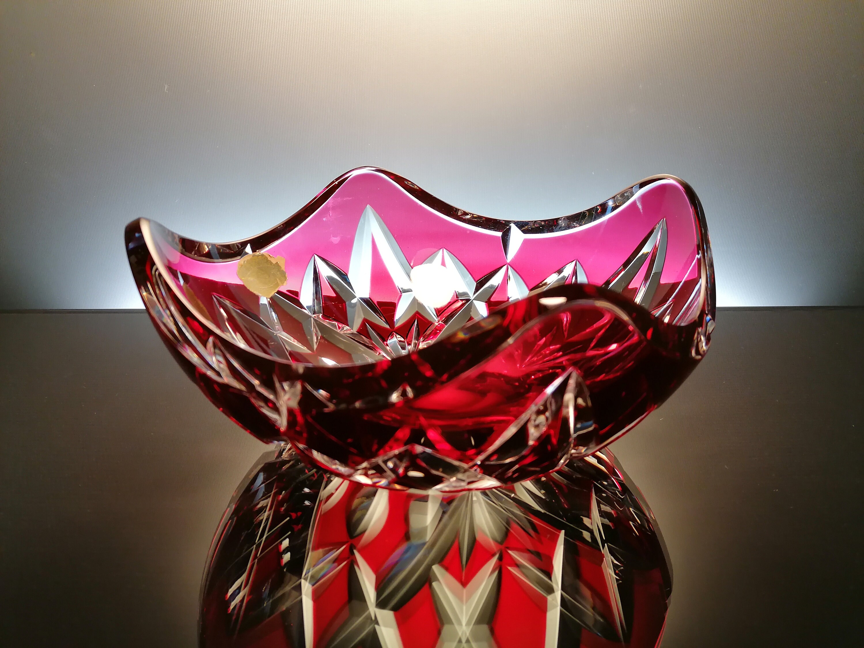 val saint lambert クリスタル　置物 Ruby Red Crystal Val Saint Lambert Fruit Bowl 