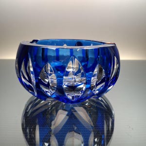 Bohemia Crystalex ブルー蓋付きボウル　ボヘミアクリスタル Val Saint Lambert Cobalt Blue Crystal Ashtray “chelsea” - Etsy