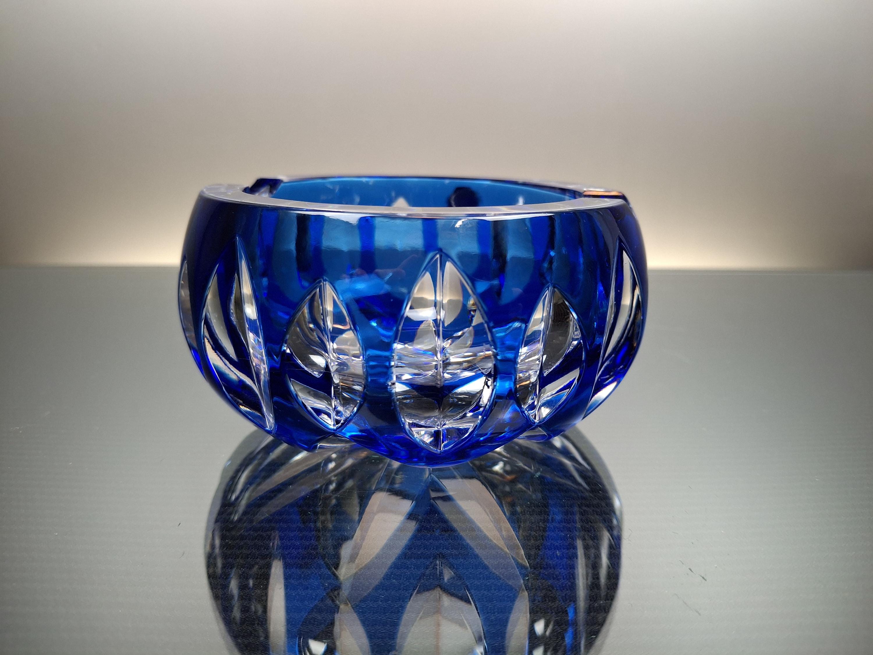 Val Saint Lambert Cobalt Blue Crystal Ashtray “chelsea” - Etsy