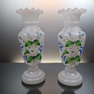 2 French 19th century opaline crystal vases