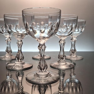 6 crystal wine / port glasses Val Saint Lambert « Olivier»