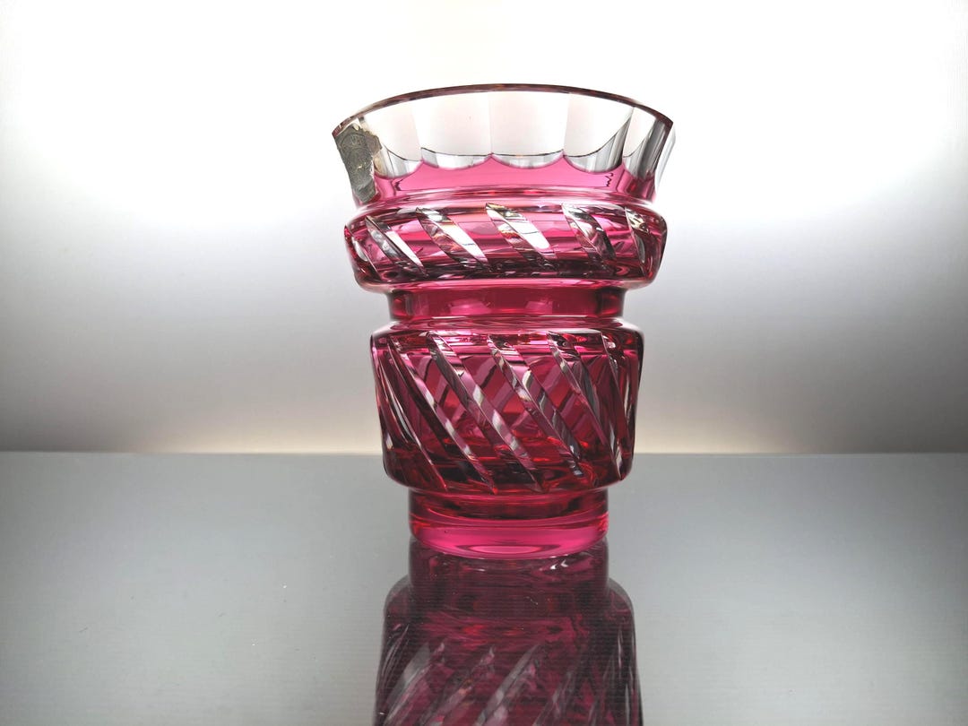 Val Saint Lambert Ruby Red Crystal Vase “bolero” - Etsy Denmark