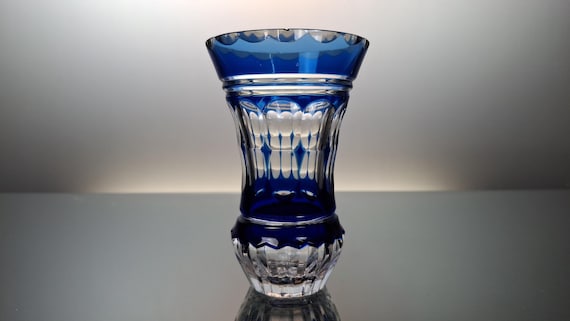 Val Saint Lambert クリスタル花瓶 ブルー カットガラス 色被せ Val Saint Lambert Cobalt Blue Crystal Vase - Etsy Singapore