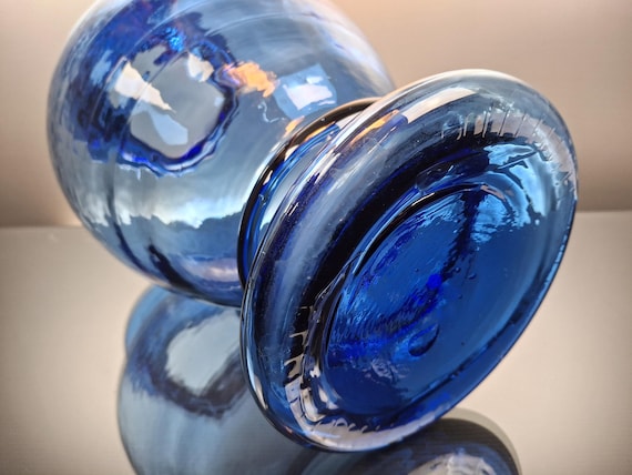 French Vintage Blue Art Glass Vase - Etsy