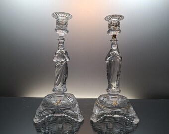 French 19th Century Crystal Candlesticks 