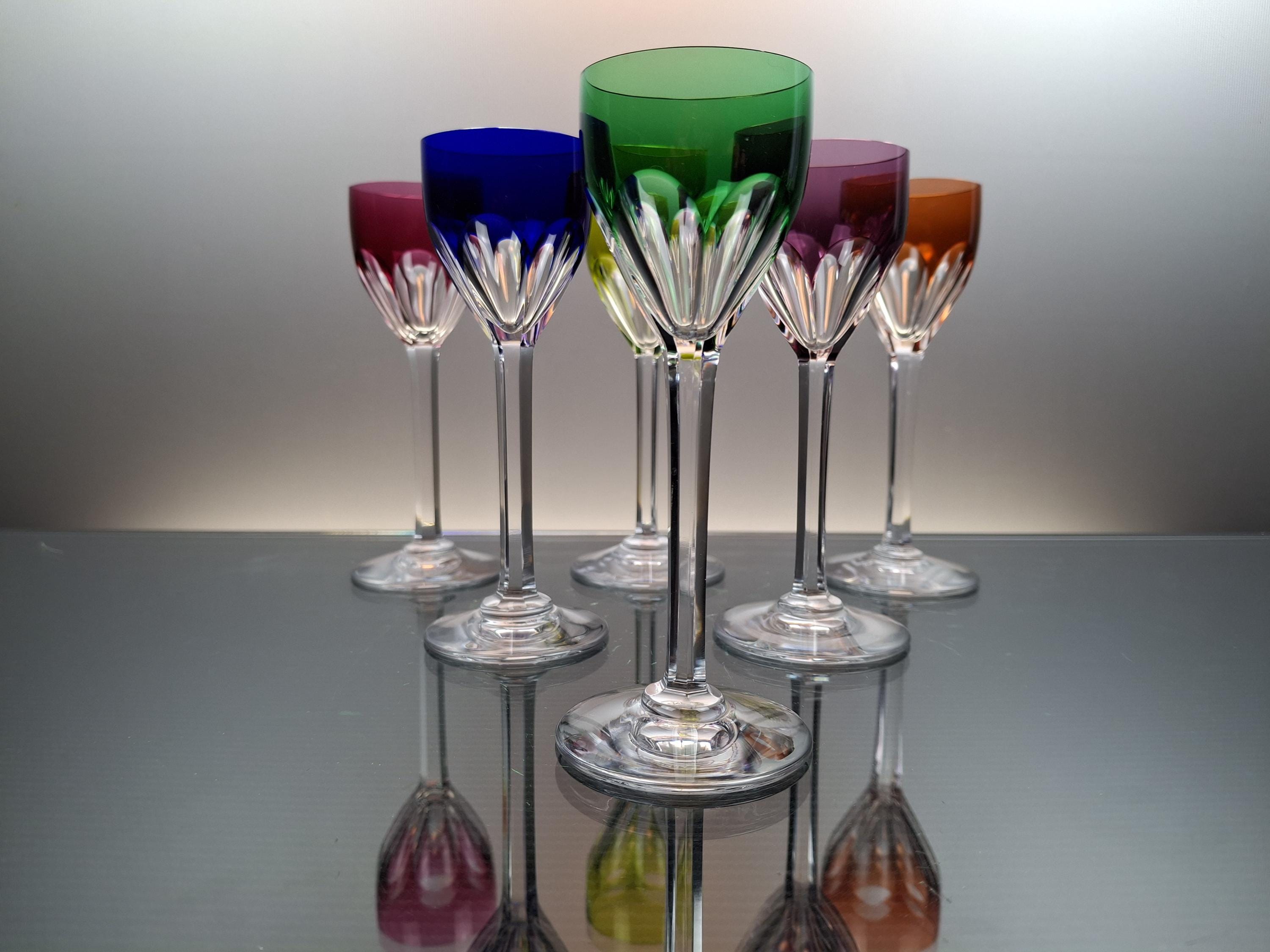 6 Colored French Crystal Liqueur Roemer Glasses “baccarat - Genova