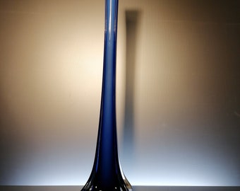 blue small art deco glass vase