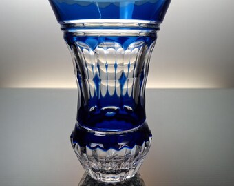Val Saint Lambert Cobalt Blue Crystal Vase - Etsy
