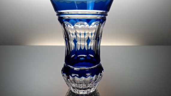 Val Saint Lambert Cobalt Blue Crystal Vase - Etsy