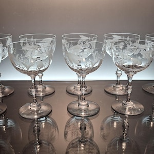 10 Saint Louis crystal engraved wine glasses