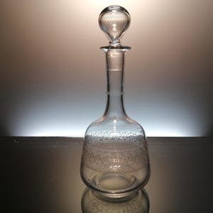 2 Belgian Val Saint Lambert carafes “Monge, guilloché ”